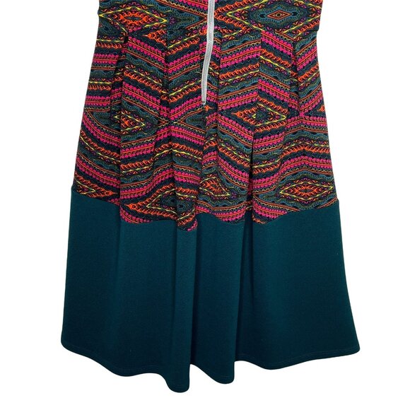 LuLaRoe Amelia XS Fit & Flare Dress Green Pink Geometric Fall Print - Picture 11 of 12